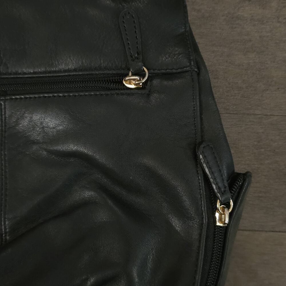 Vintage 90s Y2K TOMMY HILFIGER Leather Satchel Handbag Shoulder Bag BLACK - Picture 3 of 10